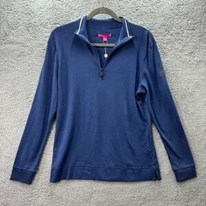 Peter Millar NWT Womens Large Blue Pullover 1/4 Zip Performance Investco Logo